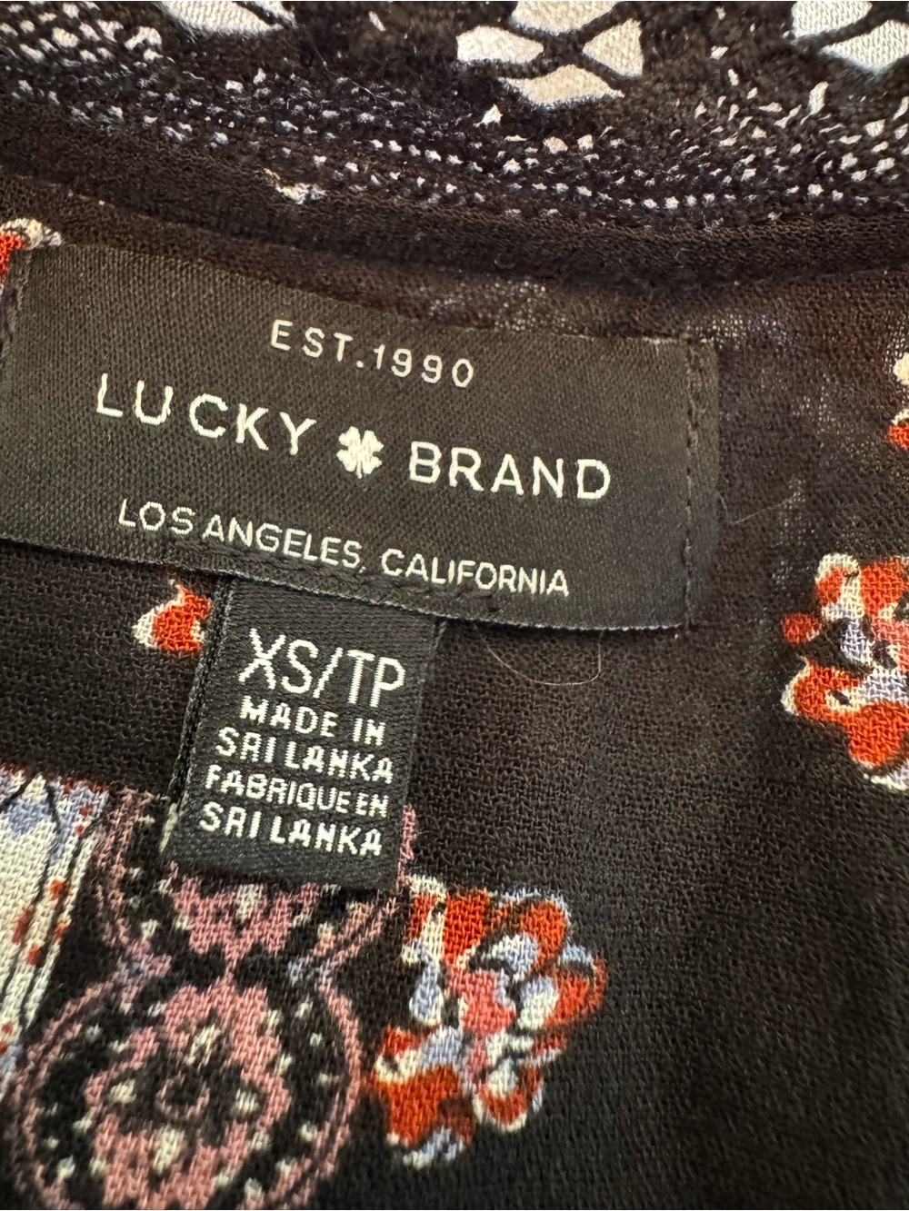 NWOT Lucky Brand Boho Patchwork Peasant Blouse Mixed Floral Print Lace Trim Top - Picture 7 of 12